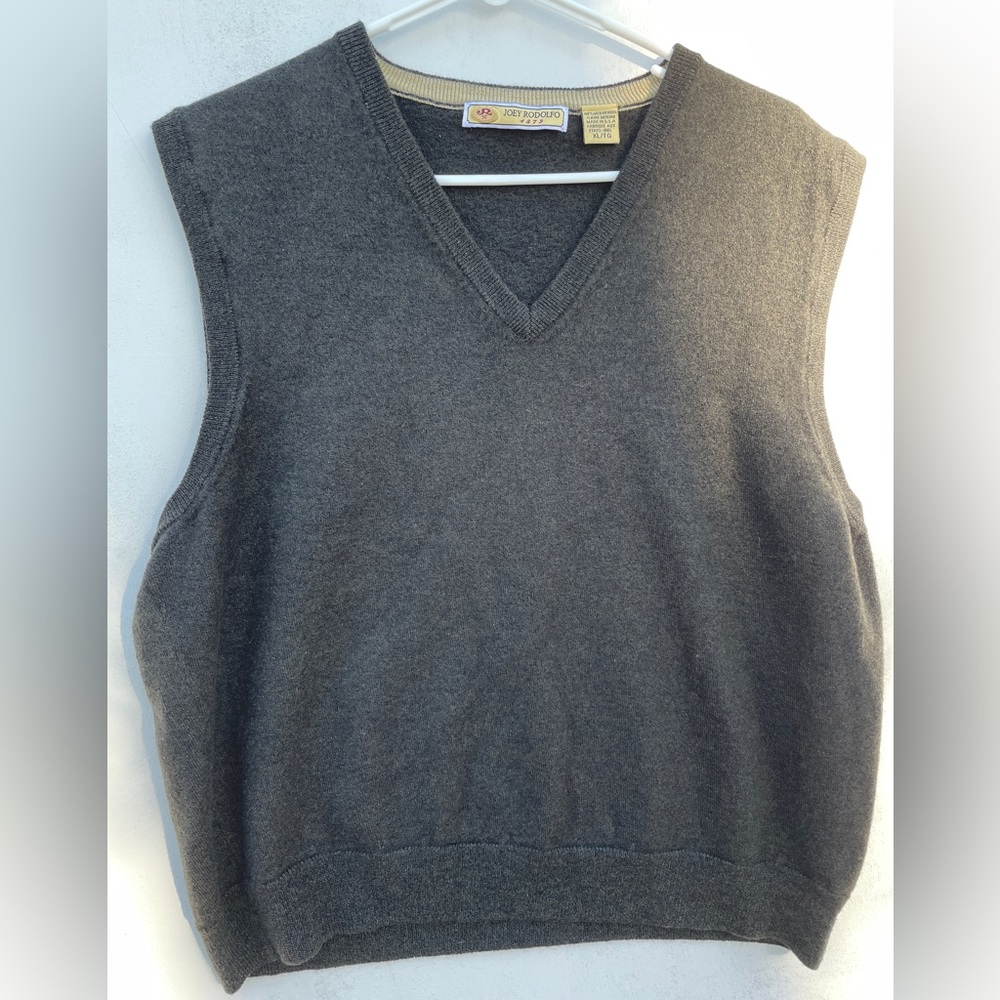 Black 100% Minero Wool Sweater Vest XL Joey Rodolfo